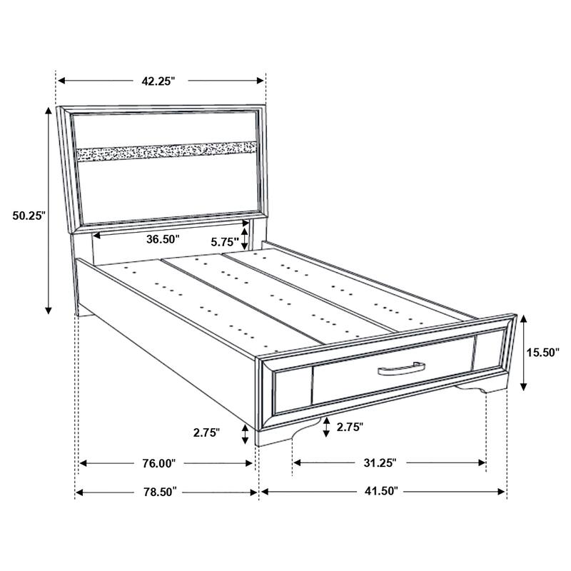 Miranda 4-Piece Storage Bedroom Set with Glittering Stripes