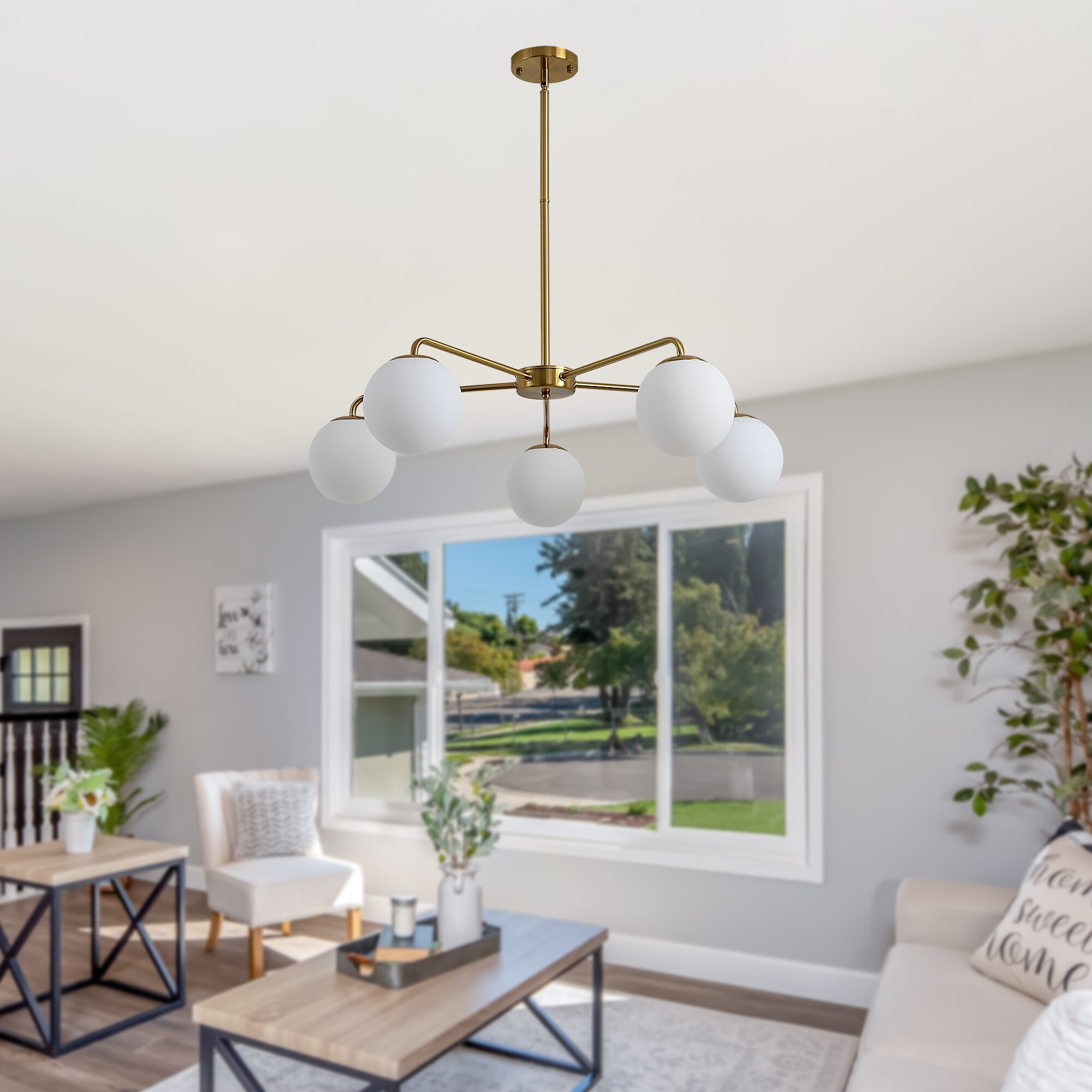 8-Light Modern Sputnik Chandeliers Mid Century Adjustable Black & Gold ...
