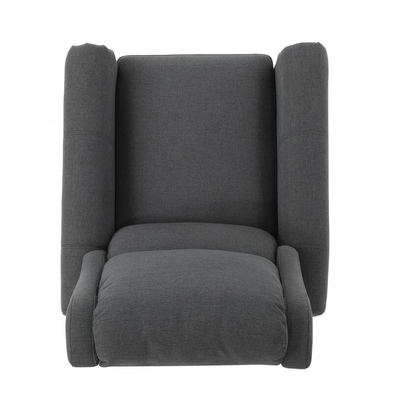 Push-Back Recliner Chair, High-Back Fabric Armchair with Rolled Arms, Single Sofa Recliner with Wood Legs, Classic Lounge Chair