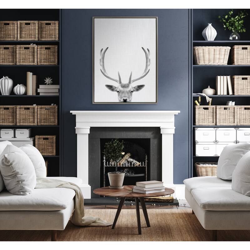 Kate and Laurel Sylvie Deer Portrait Framed Canvas by Simon Te Tai