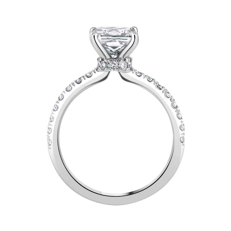 Auriya 14k-White Gold Lab Grown Ribbon-Halo Princess Diamond Engagement Ring 3.00ct. tw. (G-H VS)