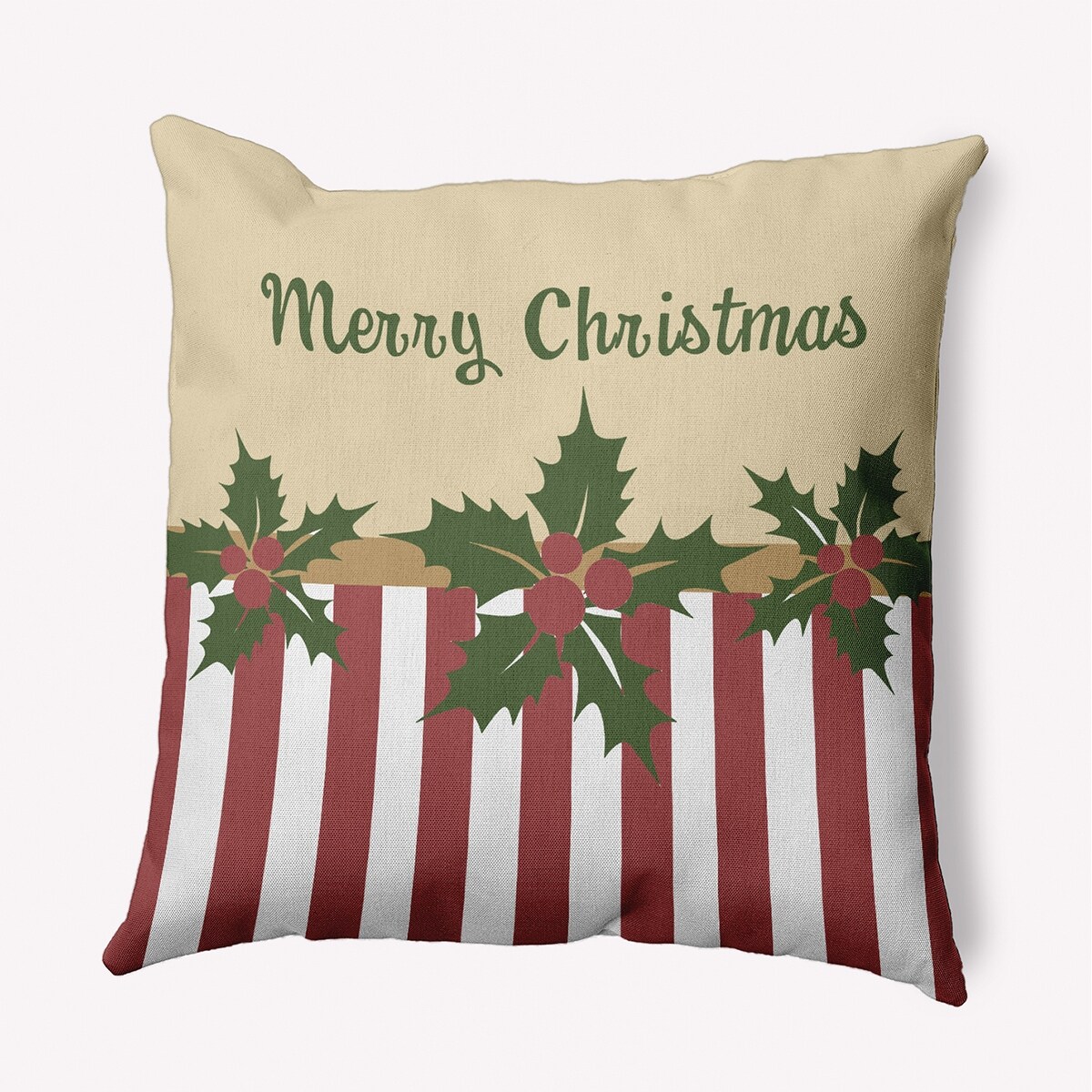 Merry Christmas Stripes Indoor/Outdoor Throw Pillow