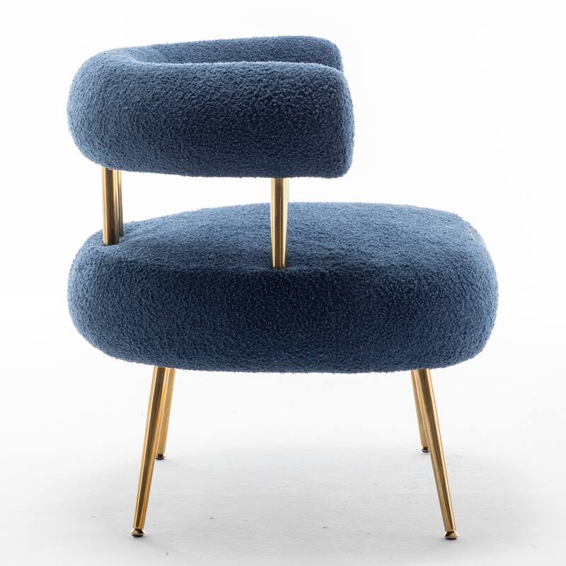 SEYNAR Modern Glam Upholstered Comfy Open-Back Accent Vanity chair with Golden Legs