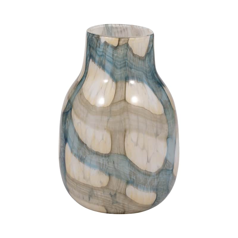 Sagebrook Home Handcrafted Modern Glass Vase - Blue & Tan