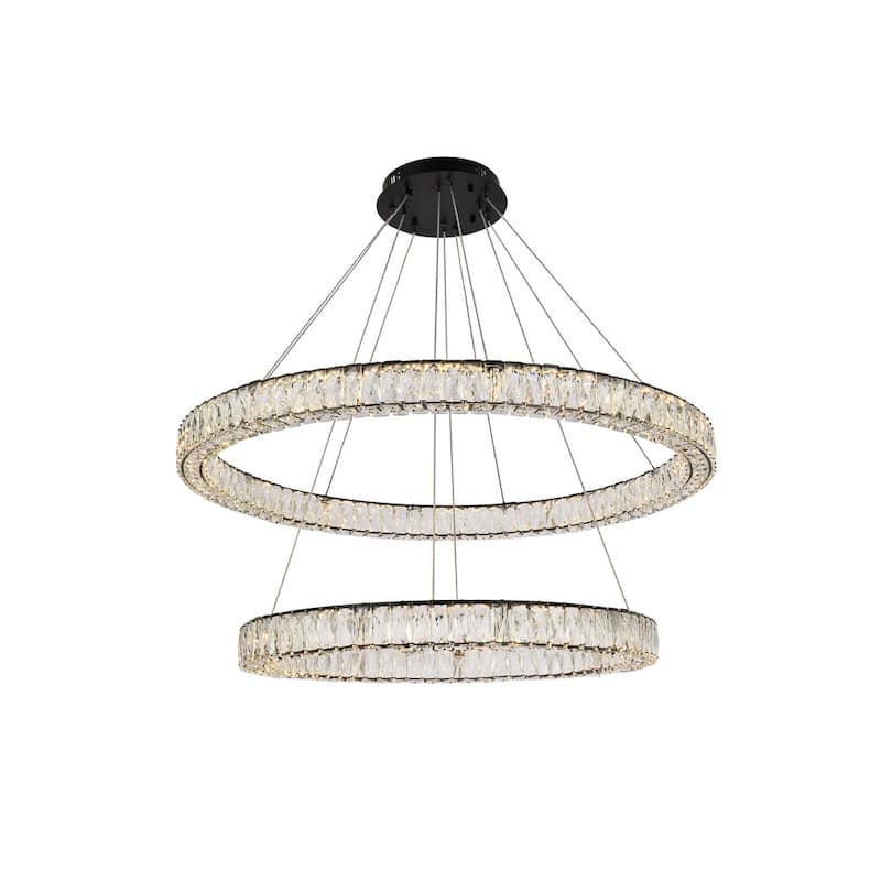 Indigo Home 42 inch LED round double ring pendant in black - Black