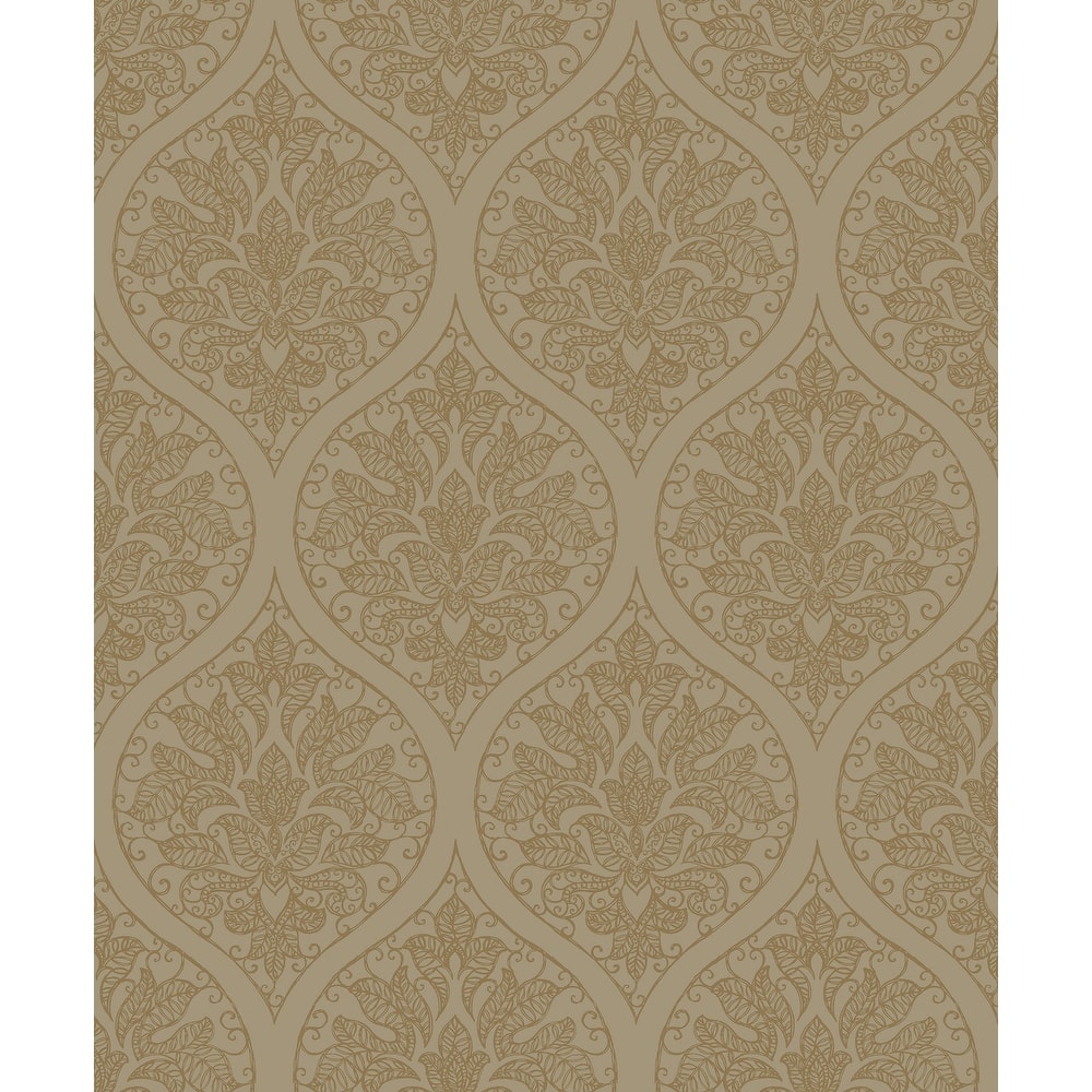 Galerie Wallcoverings Emporium 3D Embossed Ogee Damask Non-woven Metallic Wallpaper Roll