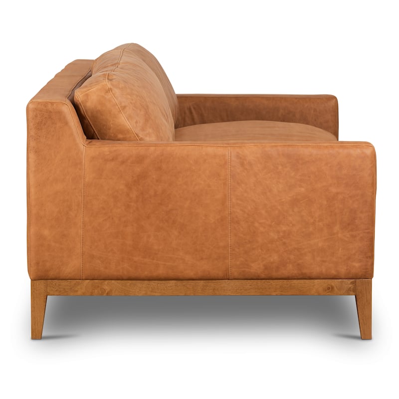 Poly & Bark Zyon 90" Sofa in Cognac Tan - Full Grain Genuine Italian Leather
