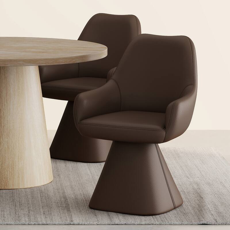 Contemporary Faux Leather Dining/Accent Chair with Swivel
