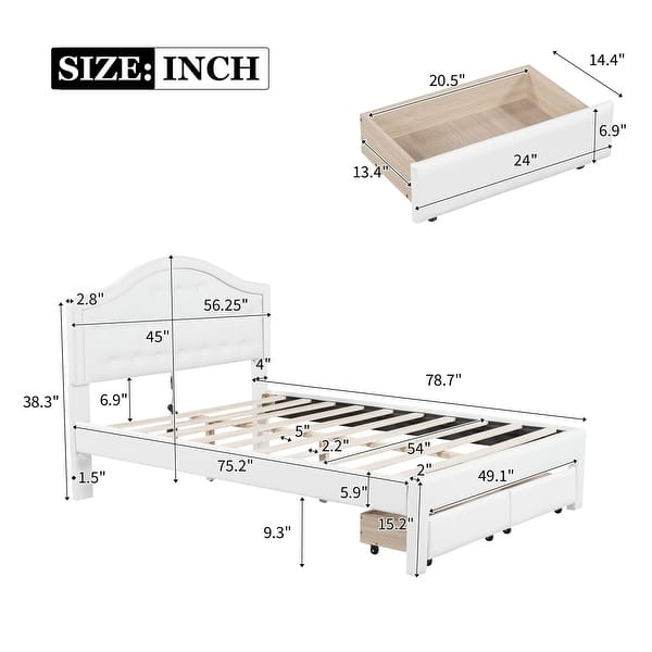 dimension image slide 2 of 6, Upholstered platform bed