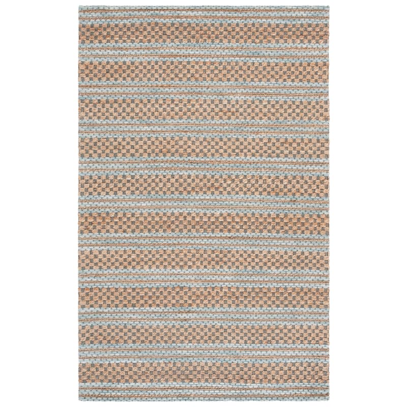 Martha Stewart by SAFAVIEH Handmade Tulia Jute Rug - Natural/Light Blue - 5' x 8'