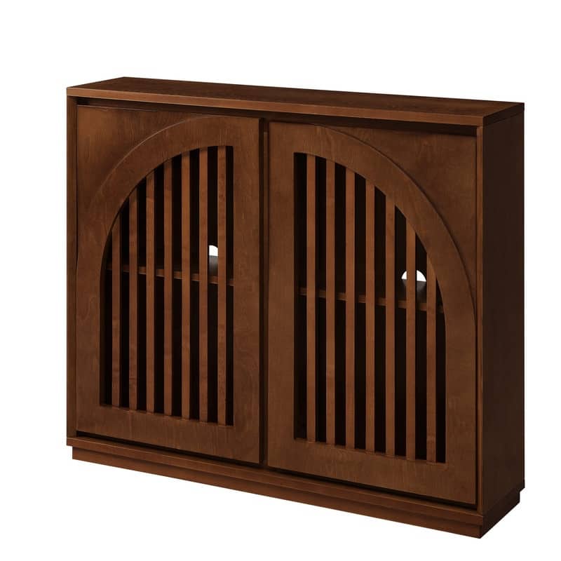 Mid Century Modern Fluted Sideboard Buffet with Storage and Outlet Holes for Living Room Entryway Hallway Kitchen Coffee Bar