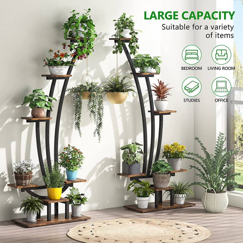 6-tier 2-piece Tall Plant Stand Shelf for Indoor Home Garden