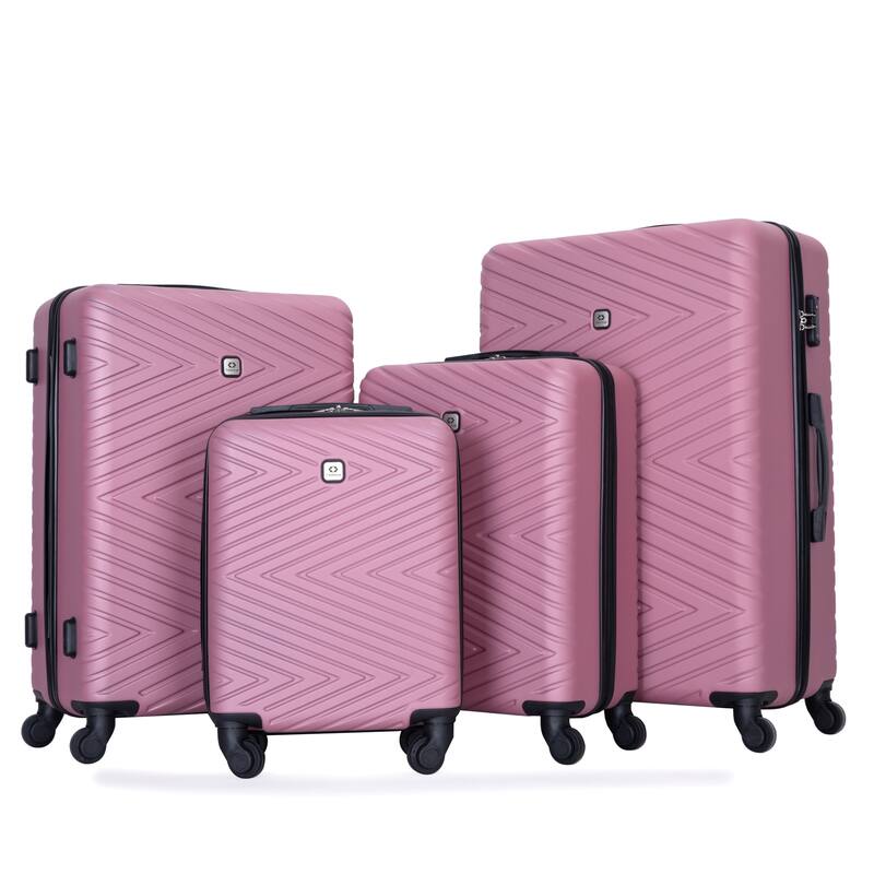 luggage 4-piece ABS lightweight suitcase with rotating wheels, 24 inch and 28 inch with TSA lock, (16/20/24/28)