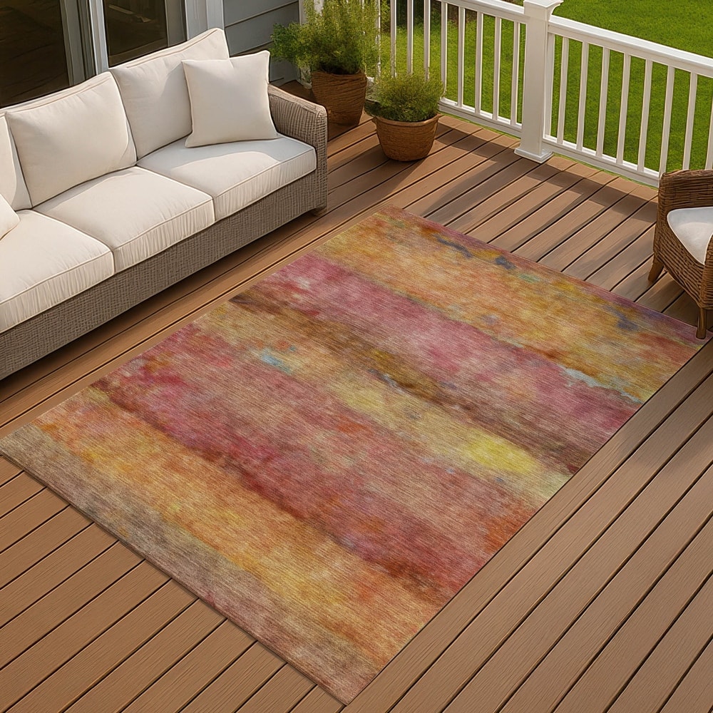 Machine Washable Indoor/ Outdoor Contemporary Ombre Chantille Rug
