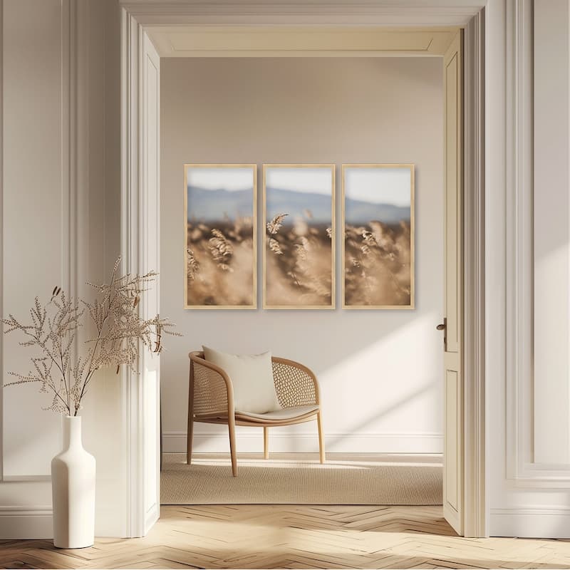 "Marsh Grass No.11" Set of Three Framed Textured Wall Art