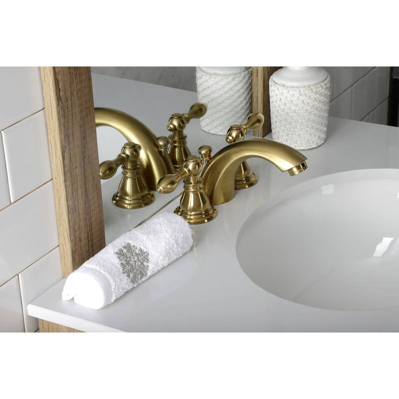 Kingston Brass American Classic 1.2 GPM Widespread Bathroom Faucet - Brushed Brass