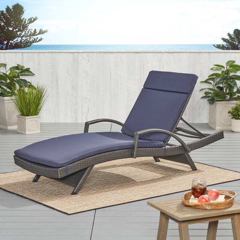 Salem Outdoor Chaise Lounge Cushion by Christopher Knight Home - Navy Blue