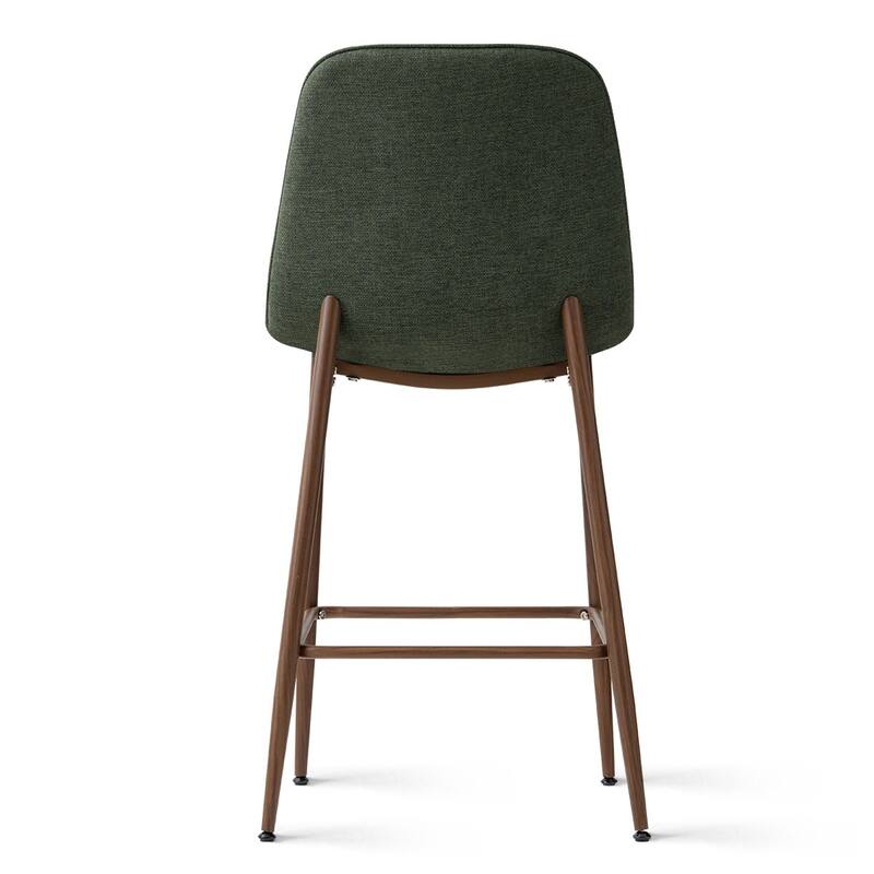 26" Seat Height Upholstered Counter Height Bar Stools with Walnut Metal Leg (Set of 3)