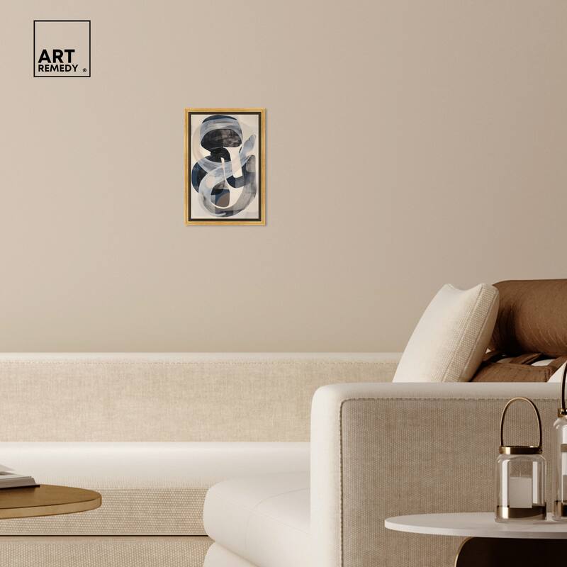 Art Remedy Slither Framed Abstract Shapes 1 Piece Canvas Wall Art