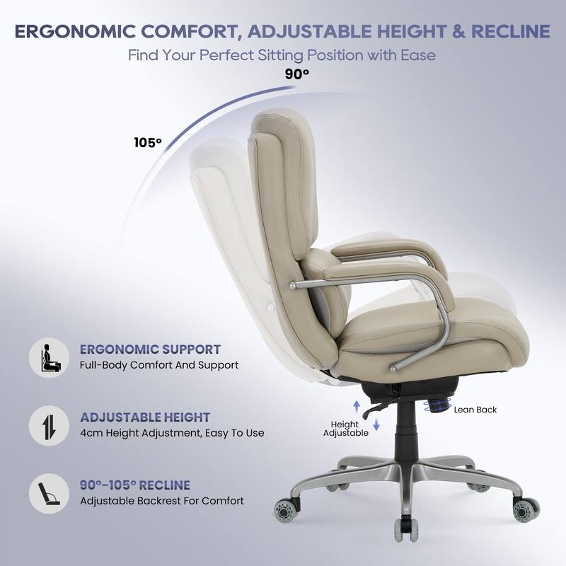 Ergonomic Executive Chair - 400lb Heavy Duty with 3D Flip-Up Arms & Extended Waterfall Seat, Breathable for Professional Suites