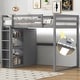 preview thumbnail 10 of 10, Wood Full Size Loft Bed with Built-in Wardrobe, Storage Shelves, and LED Light