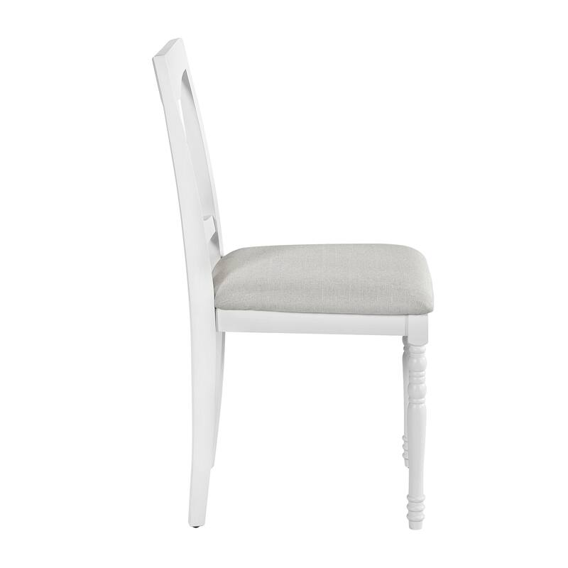 Farmhouse Linen Upholstered Dining Chairs Set of 6 with Solid Wood Legs