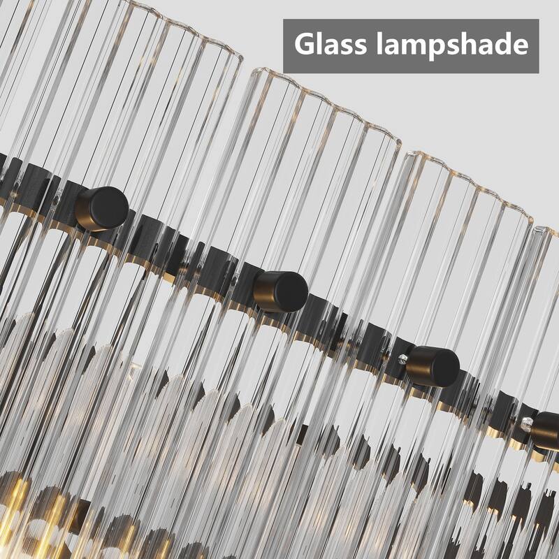 Modern Round Chandelier, Water Ripple Crystal Glass Chandelier, Luxurious 8-Lamp Chandelier, for Dining Room Living Room