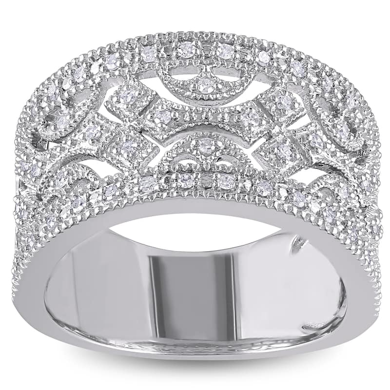 Miadora Sterling Silver 1/4ct TDW Vintage Diamond Anniversary Band