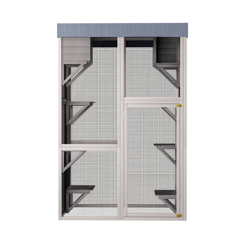 Large Outdoor Cat Catio Enclosure, Cat House with Waterproof Roof, Cage Playpen with 6 Jumping Platforms & 2 Napping Houses