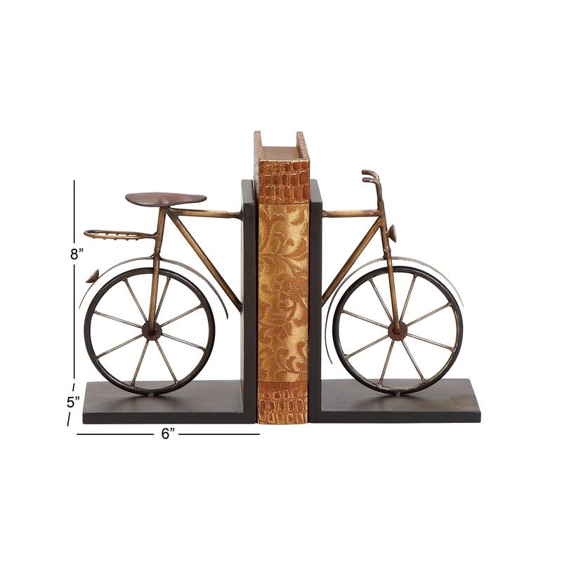 Metal Bike Weathered Decorative Bookends - Set of 2 Black - Roche River Decor