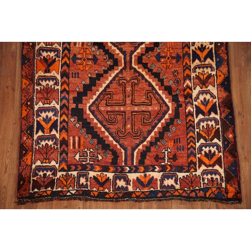 Hand Knotted Oriental 100% Wool Carpet Traditional Tribal Oranges & Rust Lori Area Rug - 8' 2'' X 4' 3''