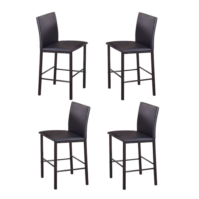Set of 4 Counter Height Dining Chairs with Black Metal Frame - Black