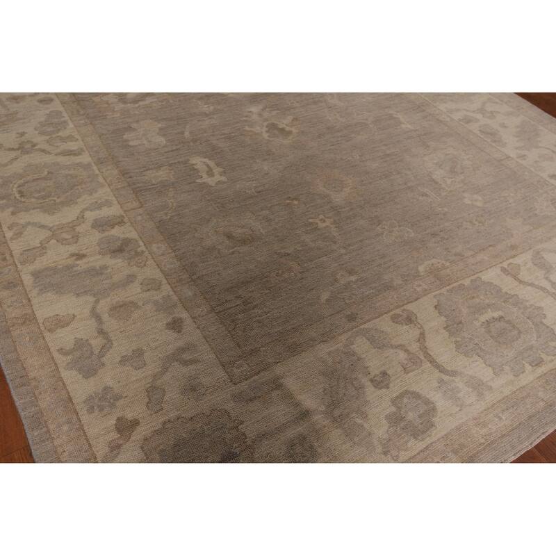 All-Over Vegetable Dye Oushak Area Rug Hand-Knotted Wool Carpet - 8'1" x 9'7"