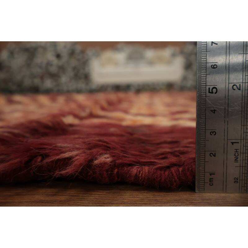 Hand Knotted Oriental 100% Wool Carpet Modern Tribal Red Moroccan Area Rug - 9' 5'' X 6' 11''