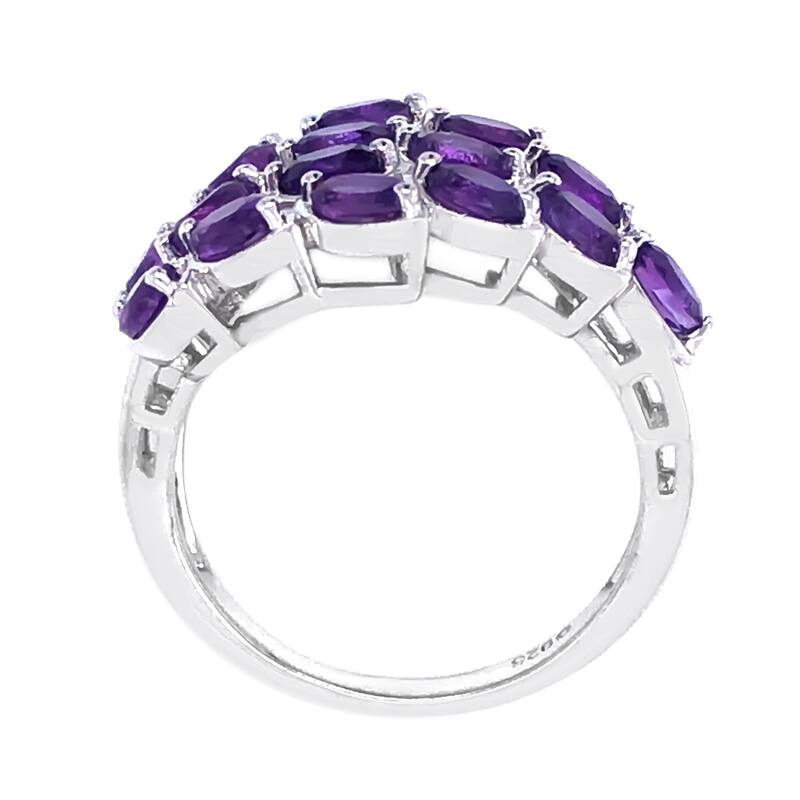 925 Sterling Silver 4x3mm Oval Cocktail African Amethyst Ring
