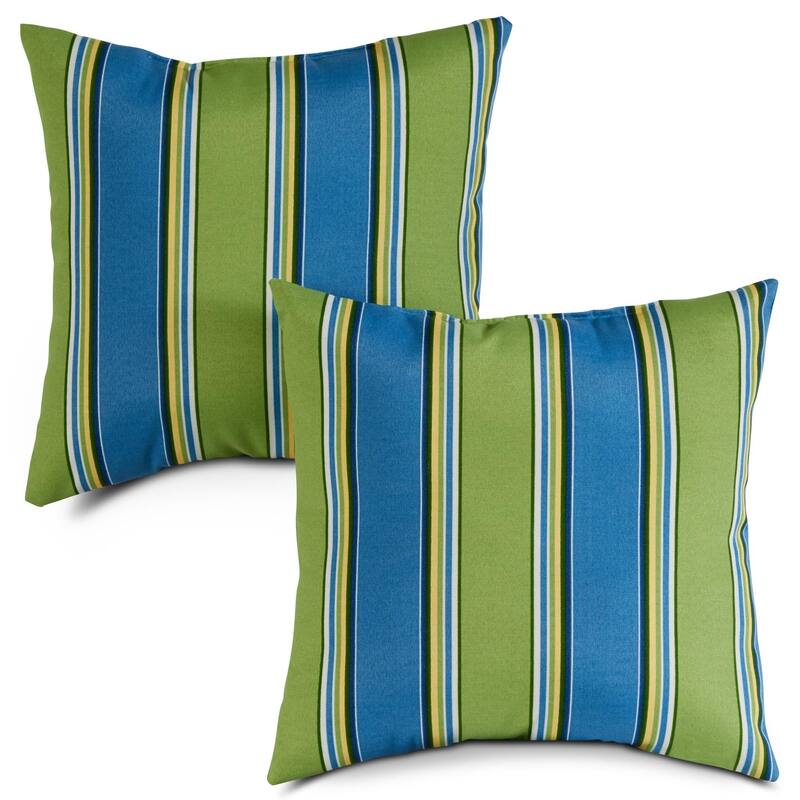 Cayman Stripe Outdoor 17-inch Square Accent Pillows (Set of 2) by Greendale Home Fashions