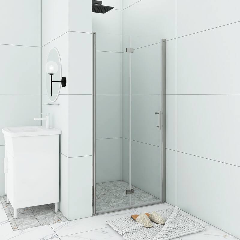 30/32/34/36 Bi-fold Semi-Frameless Shower Door with Clear Tempered Glass