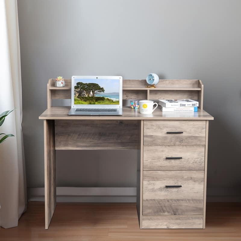 43.31" 3 Drawers Wooden Computer Desk with Letter File Cabinet