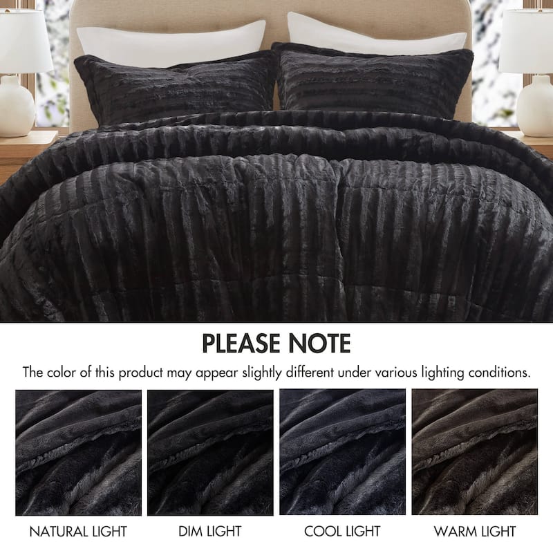 Madison Park York Faux Fur Comforter Mini Set