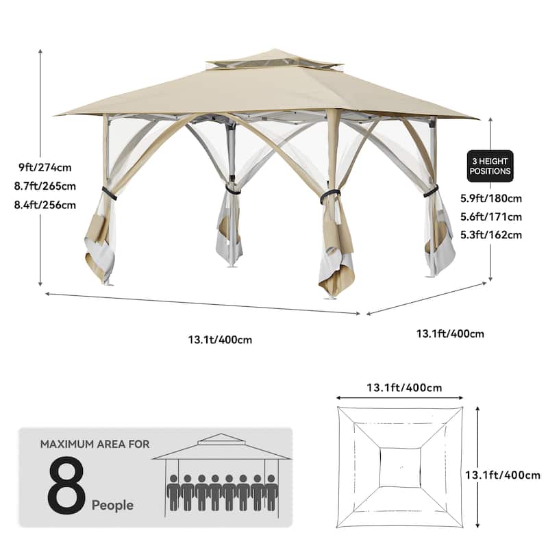 Outdoor Pop-Up Gazebo Tent With Soft Top