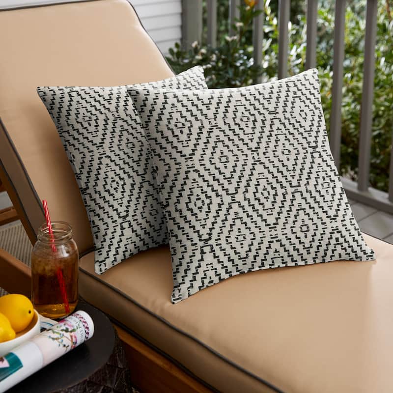 Sorra Home Sunbrella Boho Indoor/Outdoor Knife Edge Pillows (Set of 2) - 18 in - Capra II Shadow