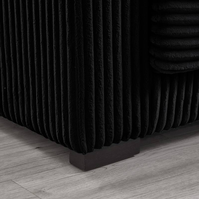 L Shaped Sectional Sofa with Reversible Chaise Lounge, Convertible Sectional 3 Seat Sofa, Corduroy Upholstered Corner Sofa