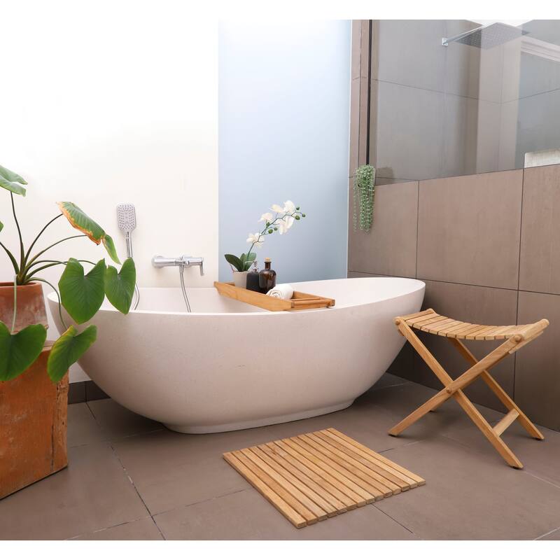 Nordic Style Teak Folding String Seat - Beige