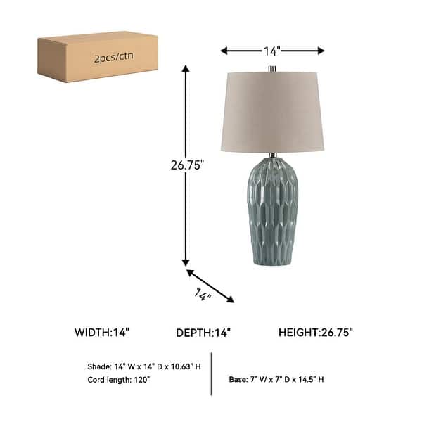 Signature Design by Ashley Hadbury Ceramic Blue Table Lamp (Set of 2) - 14" W x 14" D x 26.75" H