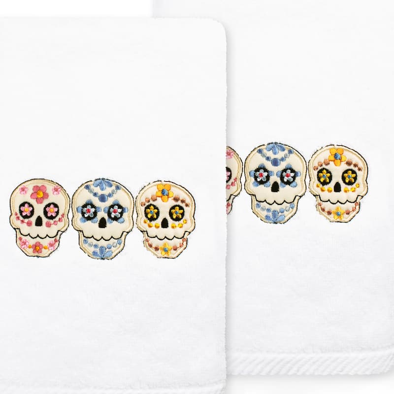 Authentic Hotel and Spa Skulls - Embroidered Luxury 100% Turkish Cotton Hand Towels (Set of 2)