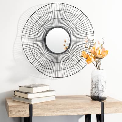 SAFAVIEH Rainey 30-inch Modern Black Round Mirror - 30" W x 2.3" L x 30" H
