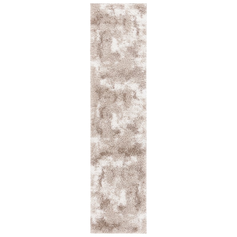 SAFAVIEH Penelope Sussane Shag Modern Abstract Rug - 2' x 8' Runner - Beige/Ivory Taupe