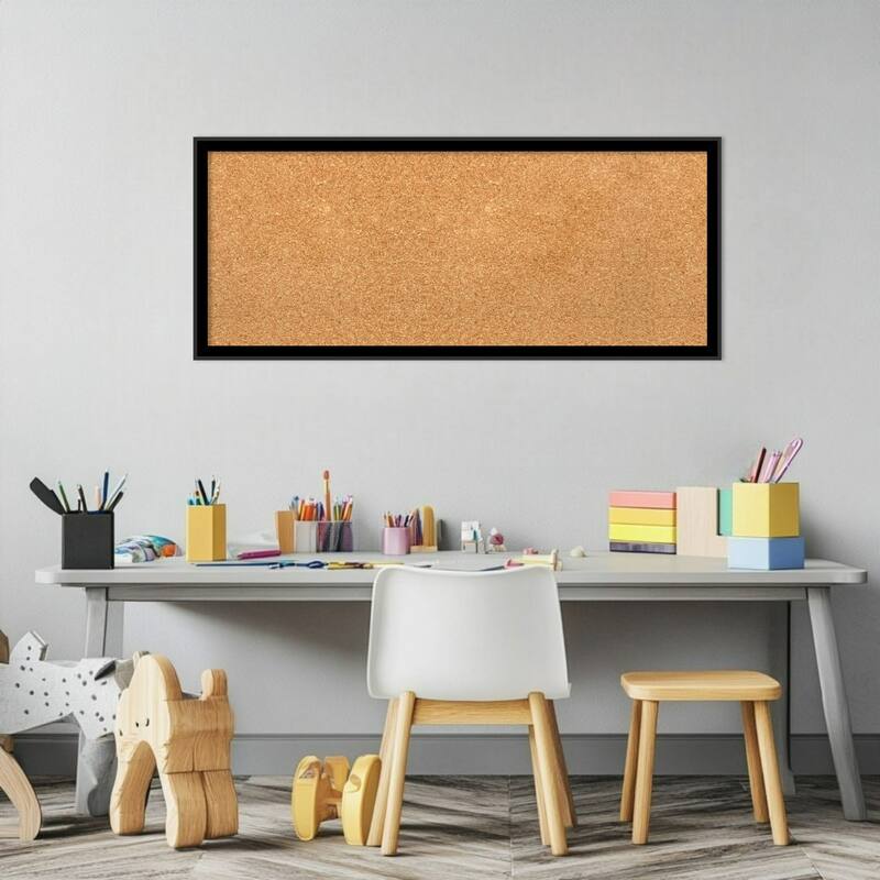 Incline Black Wood Framed Cork Board - Bulletin Board, Organization Board, Pin Board