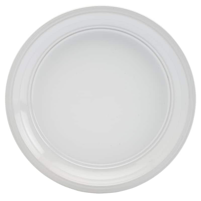 Tabletops Gallery Farmhouse 12 Piece White Stoneware Round Dinnerware Set- Service for 4
