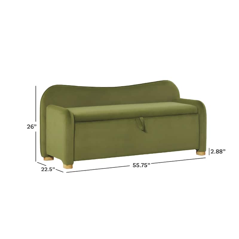 Walker Edison Modern Upholstered Curved Bench with Hidden Storage